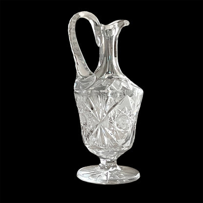 RARE Libbey American Brilliant Lead Crystal Water Pitcher, High Handle. 12"