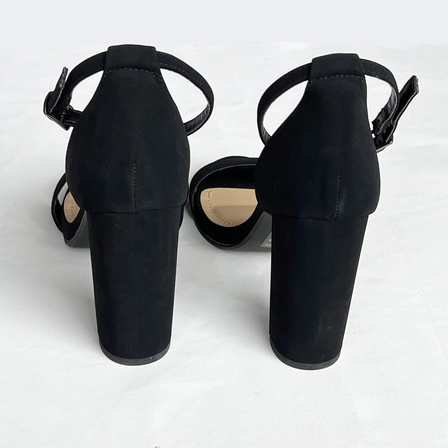 Black-Suede-Ankle-Strap-High-Heel-Sandals-by-Y-Not.-Back-view.-Shop-eBargainsAndDeals.com