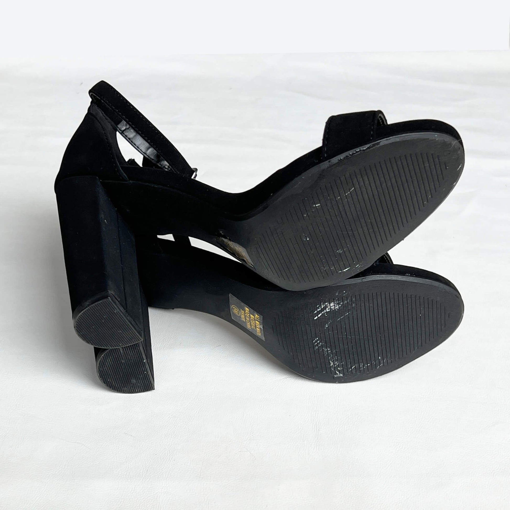 Black-Suede-Stietto-Ankle-Strap-Shoes.-Bottom-view.-Shop-eBargainsAndDeals.com