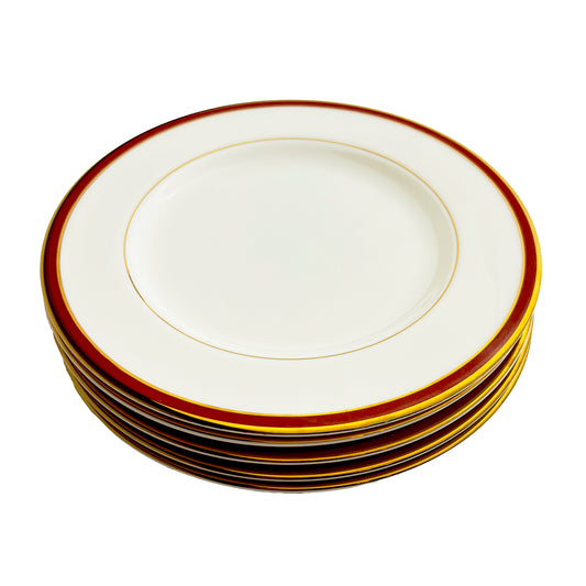 Pickard-24K-Gold-andBurgundy-Red-Salad-Plates.-Shop-eBargainsAndDeals.com