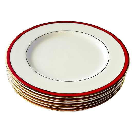 Pickard-Porcelain-24K-Gold-and-Burgundy-Red-Bread and Butter-Plates.-Shop-eBargainsAndDeals.com