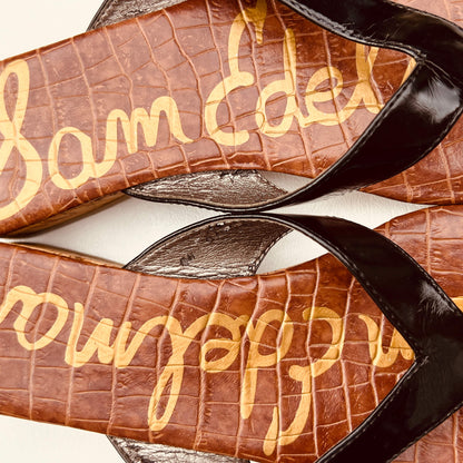 Sam-Edelman-Black-Thong-Wedge-Sandals.-Close-up.-Shop-eBargainsAndDeals.com