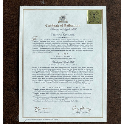 Thomas-Kinkade-Sunday-at-Apple-Hill-Framed-Print-Certificate-of-Authenticity.-Shop-eBargainsAndDeals.com