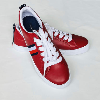 Tommy-Hilfiger-Women_s-Red-Faux-Leather-Sneakers.-Shop-eBargainsAndDeals.com