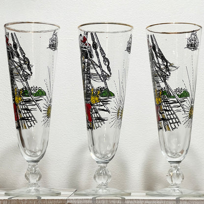 Vintage-Libbey-Treasure-Island-Pilsner-Beer-Glasses.-Side-View-2.-Shop-eBargainsAndDeals.com