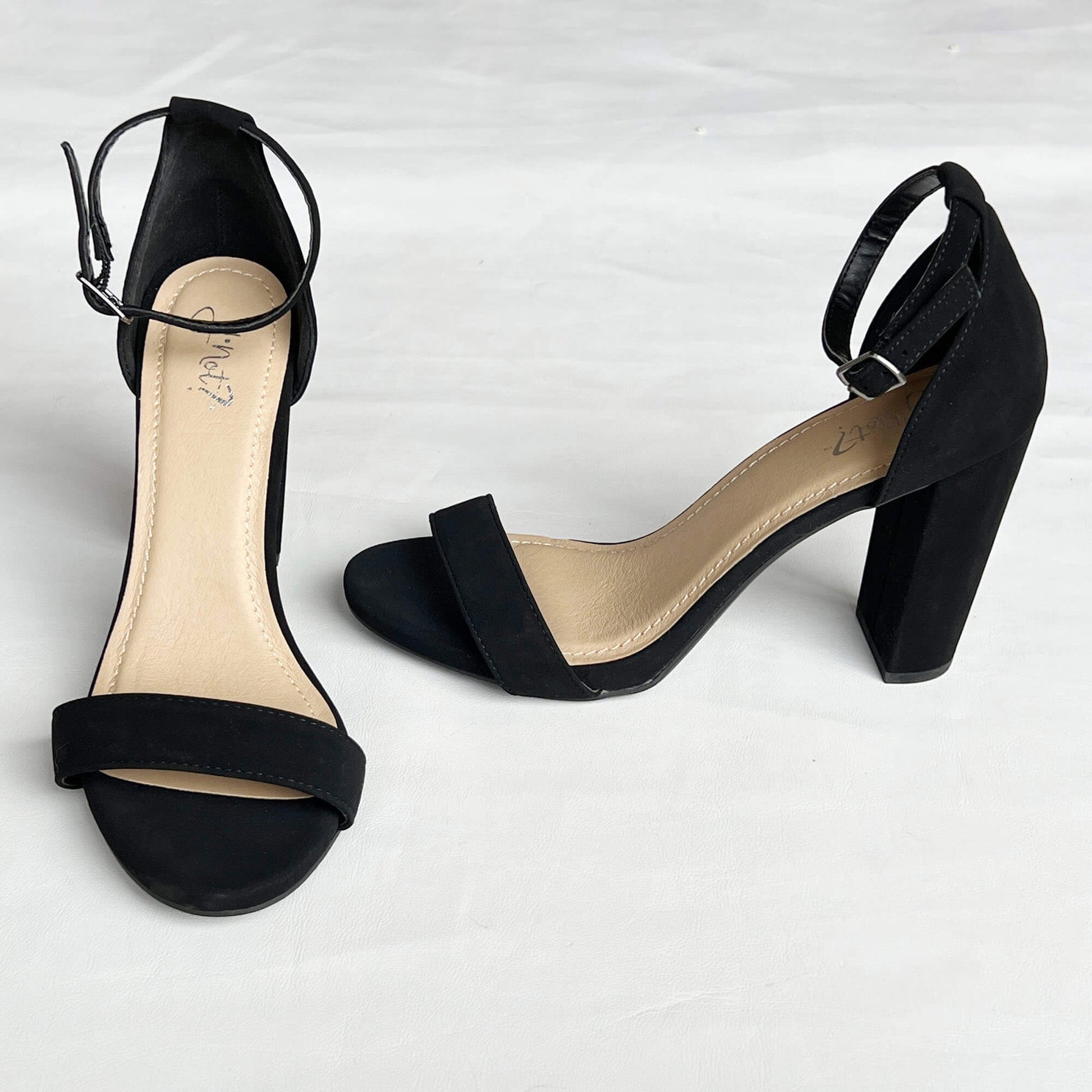 Y-Not-Women_s-Black-Suede-Ankle-Stray-Sandals.-Front-and-Side-View.-8M.-Shop-eBargainsAndDeals.com