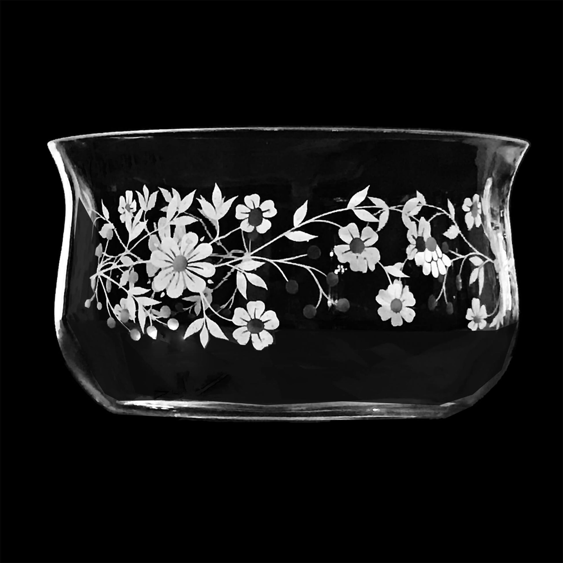 Pasabahce Clear Crystal Glass Serving Bowl with Etched Flowers, 10 in.-Shop-eBargainsAndDeals.com