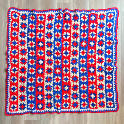 1970s-Red_White_Blue-Granny-Square-Handmade-Crochet-Blanket_throw_vintage