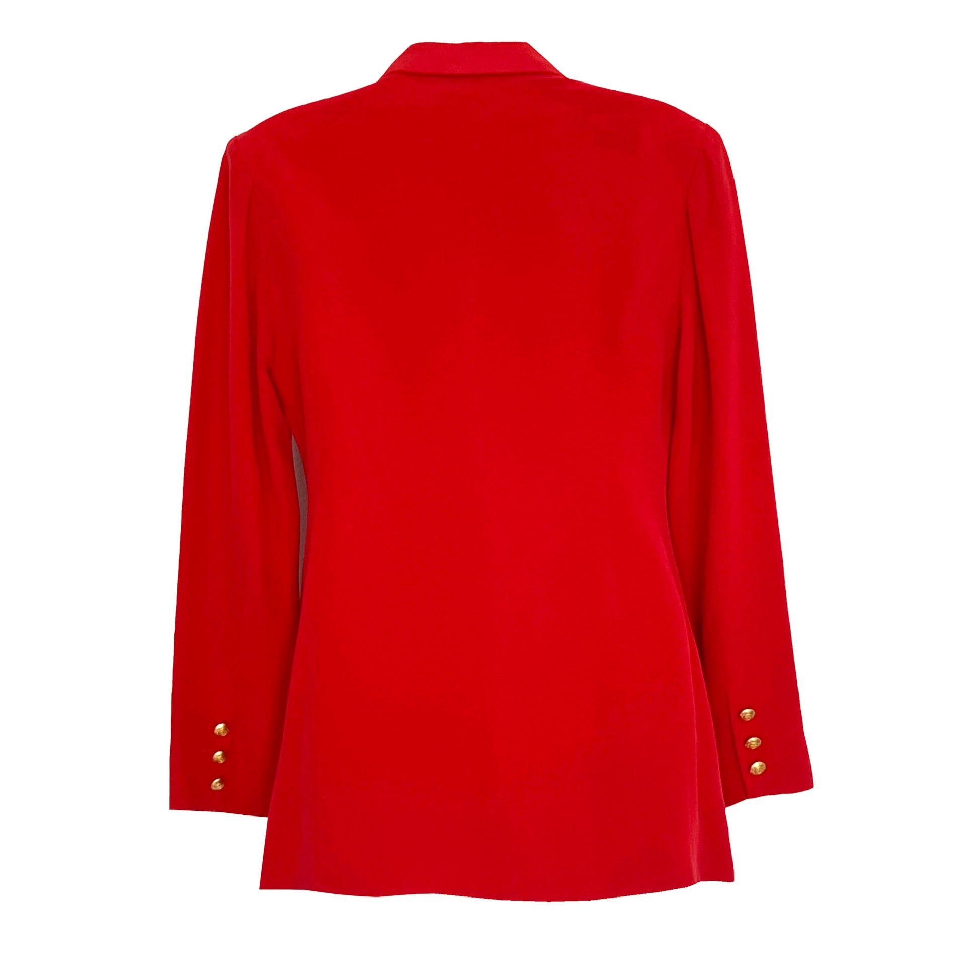 Allison-Taylor-Red-Silk-Suit-Jacket.-Back-View.-Shop-eBargainsAndDeals.com