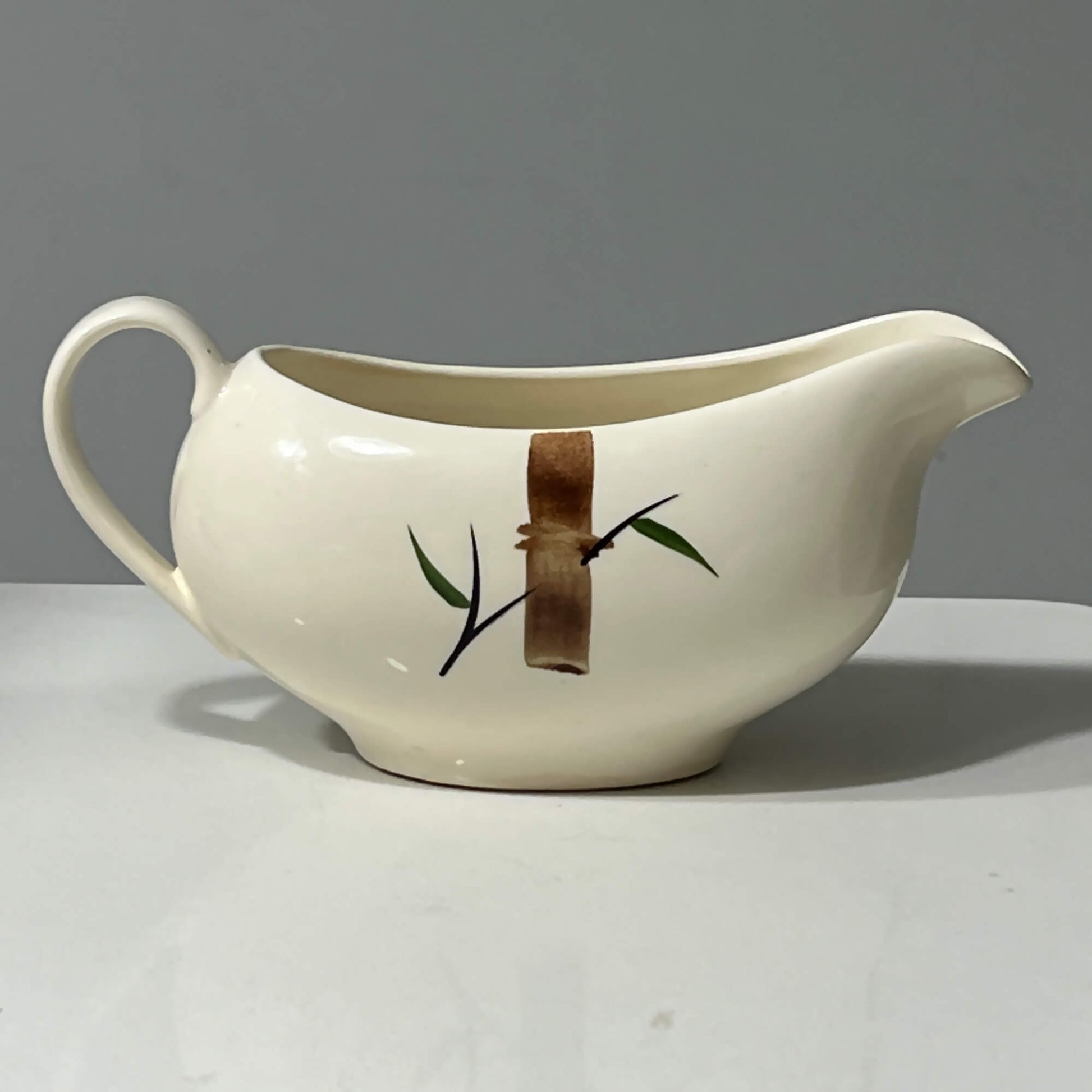 American-Heritage-China-Gravy-Boat-by-Stetson.-Bamboo-Pattern_Side-View-2.-Shop-eBargainsAndDeals.com