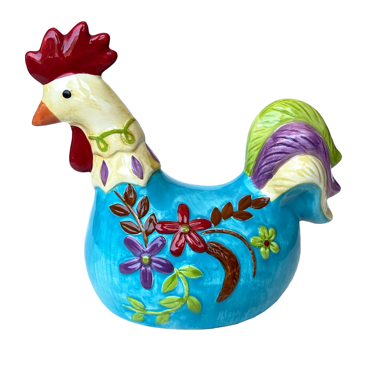 Apropos-Home-Collection-Blue-Ceramic-Chicken-Turkey-Rooster-side-view