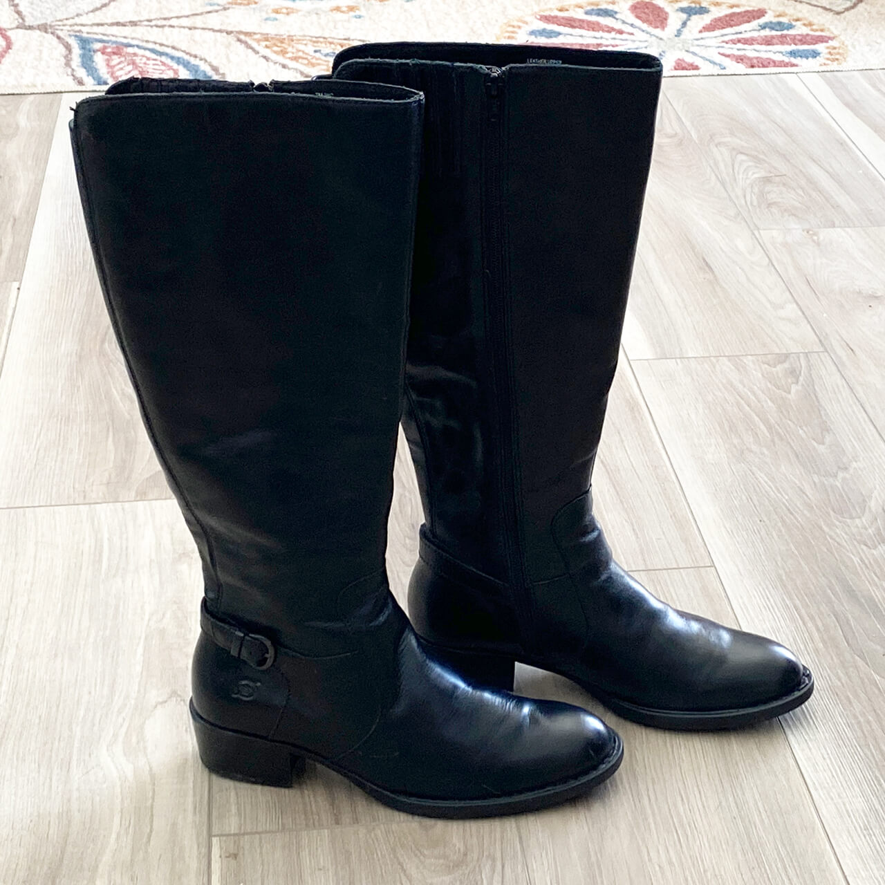 Black Knee High Leather Equestrian Riding Boots. Size 7M. Born. Helen