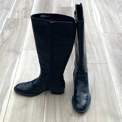 Born Helen Black Knee High Leather Riding Boots, Size 7M