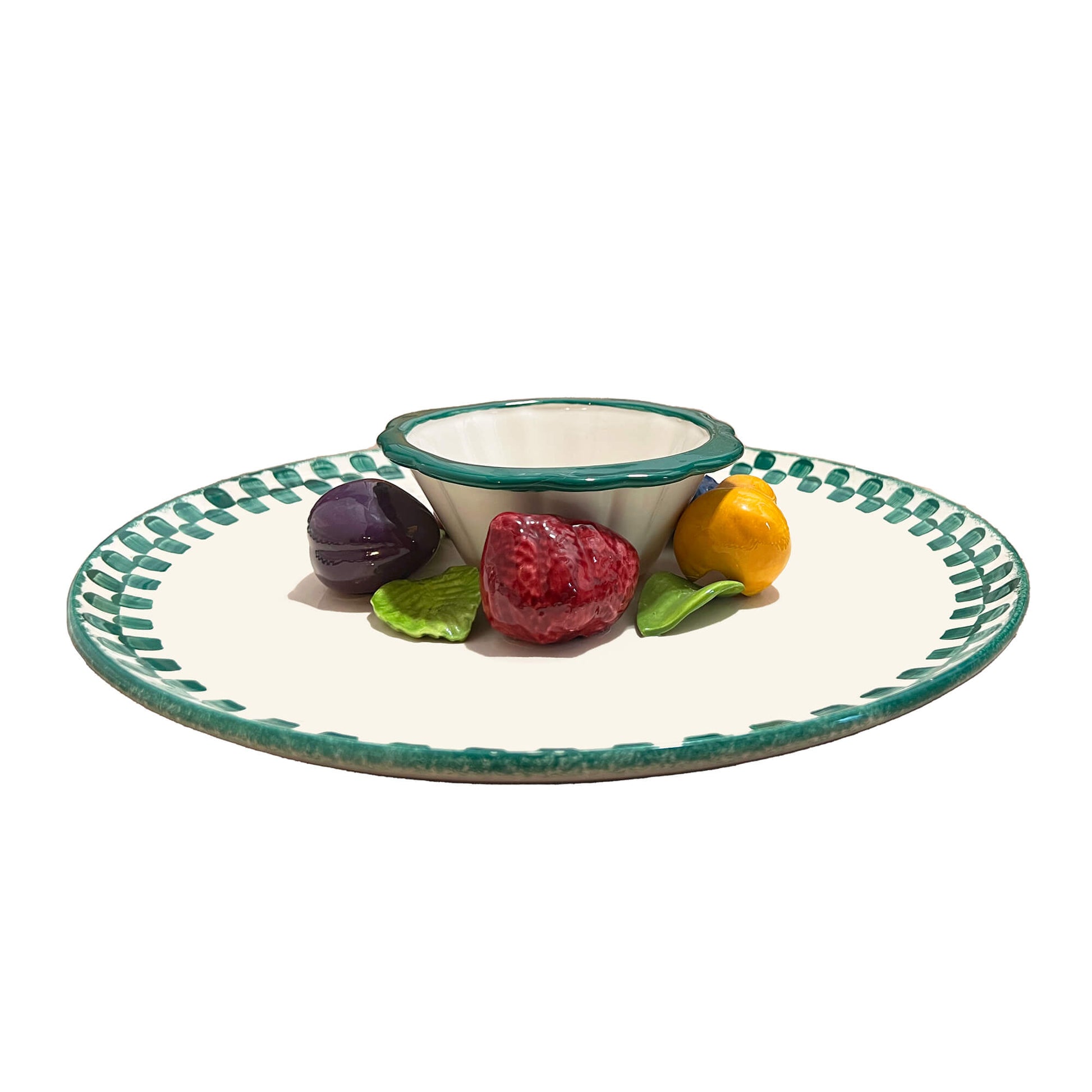 Cali-Vintage-Ceramic-Fruit-and-Dip-Serving-Plate-with-Bowl-side-view..-Shop-eBargainsAndDeals.com