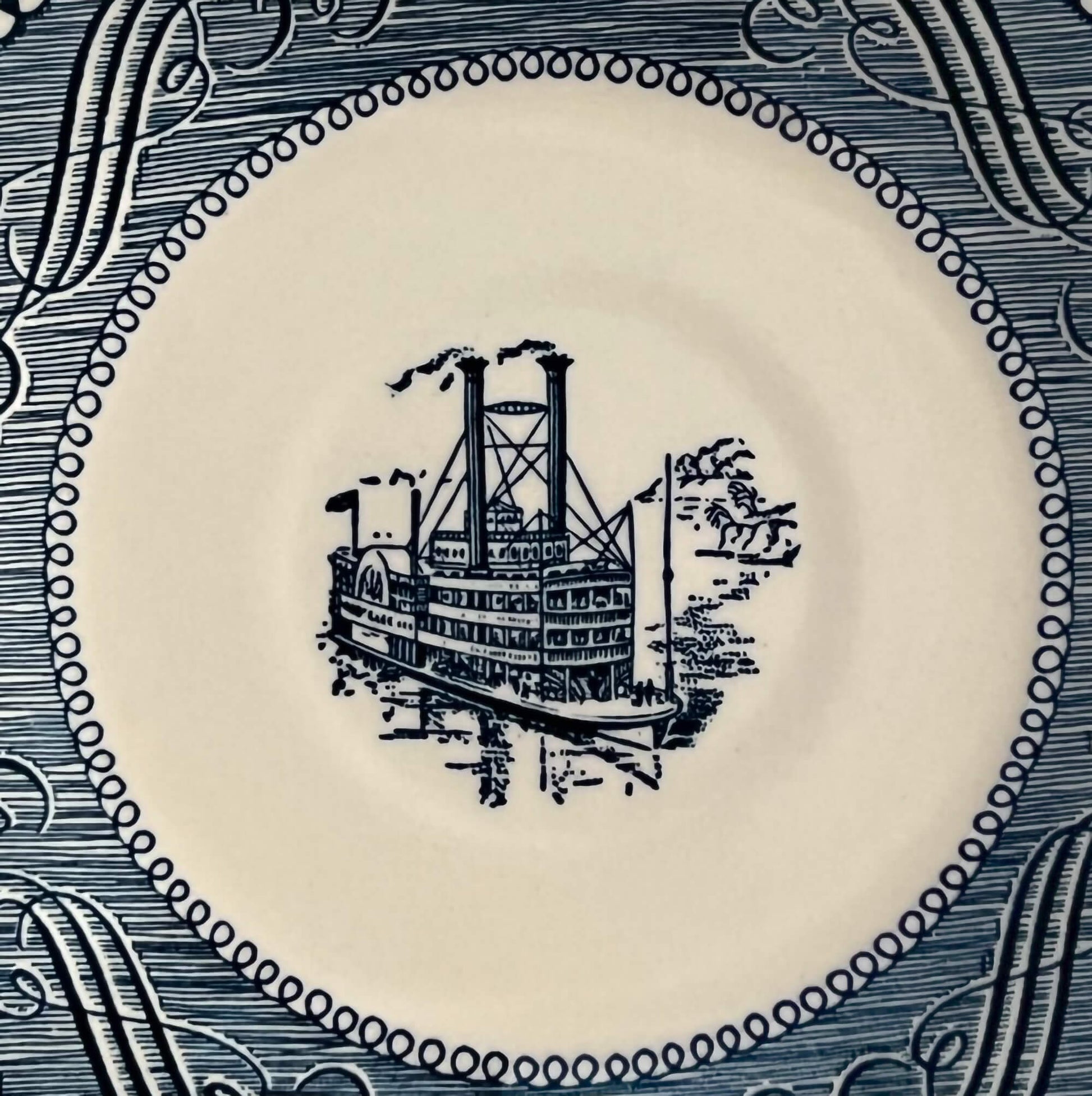Currier-and-Ives-Blue-Steamboat_-Paddle-boat-Saucer.-Closeup-view-2.-Shop-eBargainsAnddeals.com
