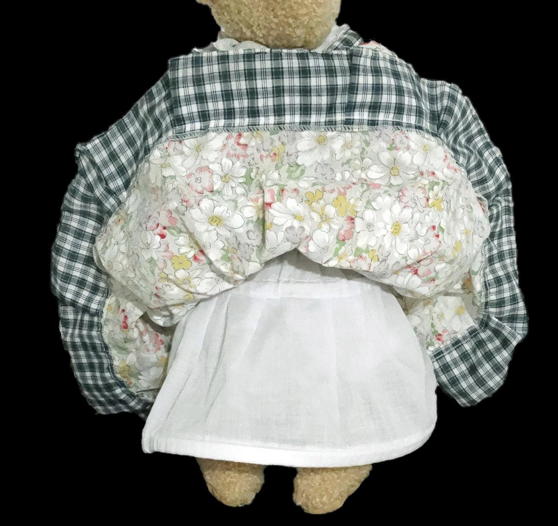 Vintage 24" Victorian Cloth and Plush Stuffed Bear, Collector's Bear - PawPurrPrints.com