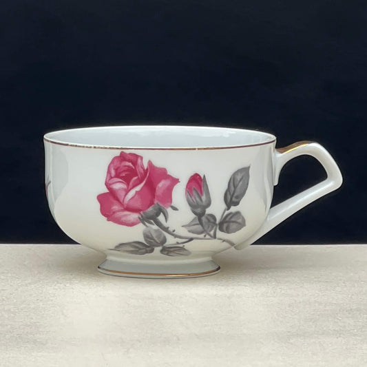 Fine-bone-china-pink-rose-and-gray-leaf-teacup.-Front-view.-Shop-eBargainsAndDeals.com
