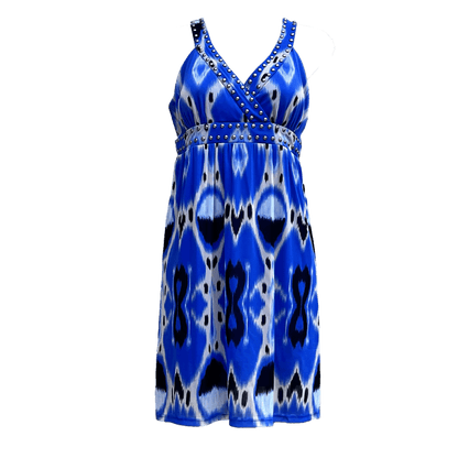 I-N-C-International-Concepts-Blue-Pattern-Studded-Mini-Dress-size-Medium_Front-View_shop-eBargainsAndDeals