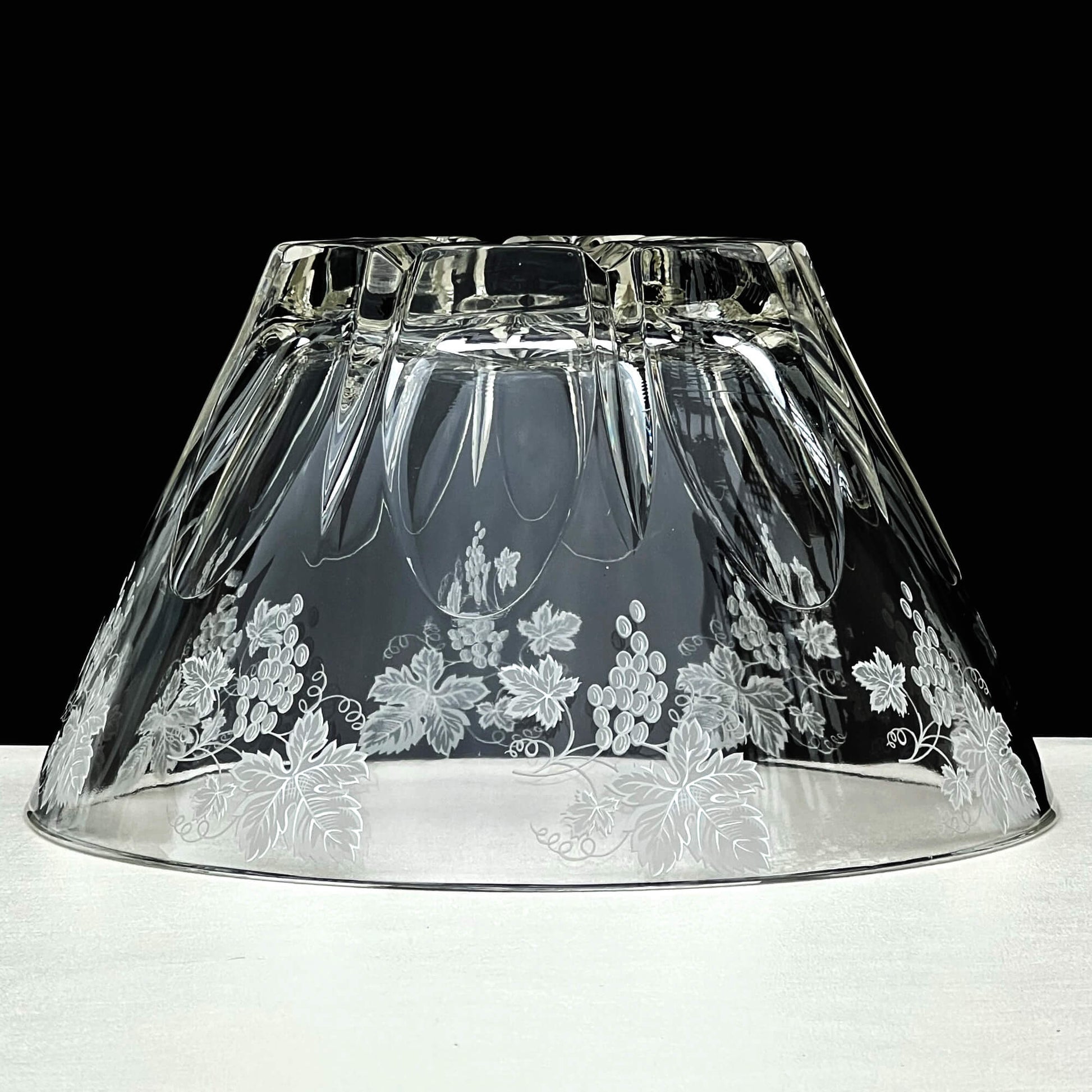 JAV6-decorative-lead-crystal-bowl, shown-upside-down., side view.