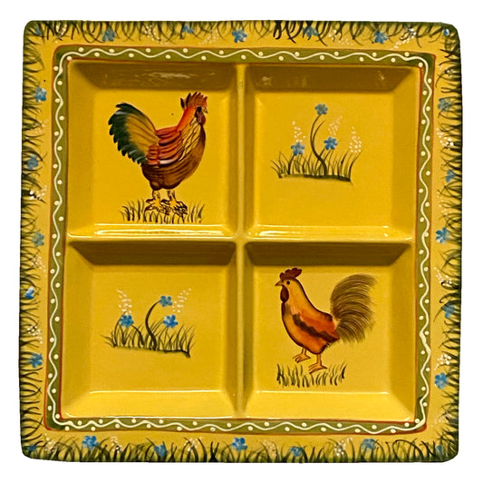 Jay-Imports-new-yellow-gold-ceramic-sectioned-rooster-serving-plate.jpg