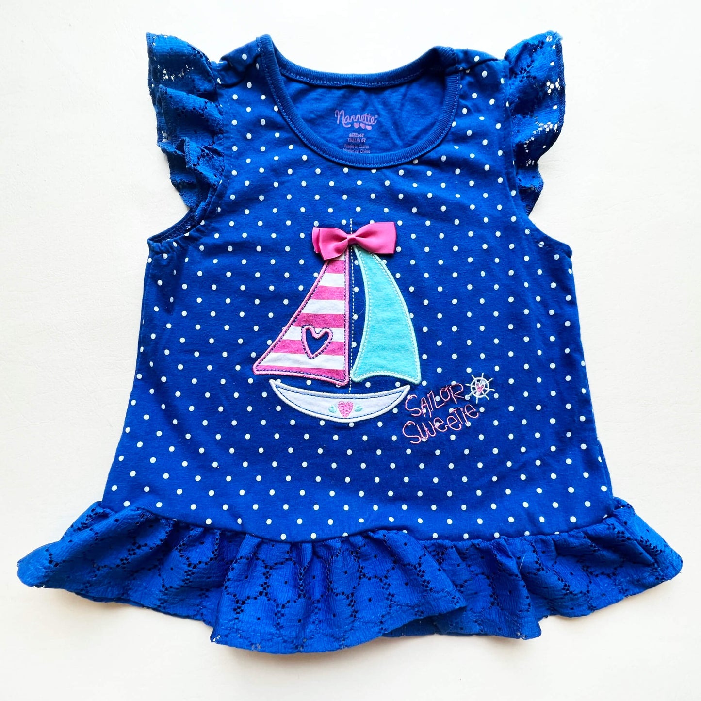 Nannette Polka Dot Sailor Sweetie Dress 4T
