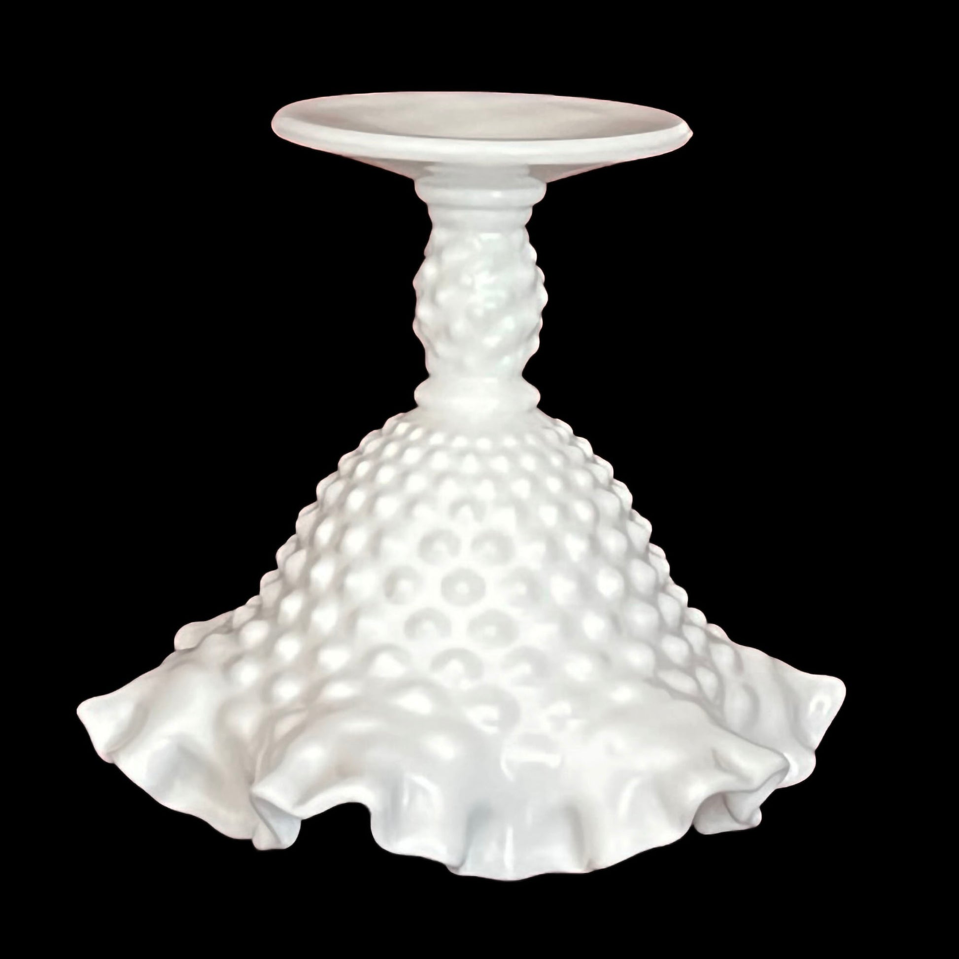 Fenton-hobnail-glass-candy-dish. View upside-town.