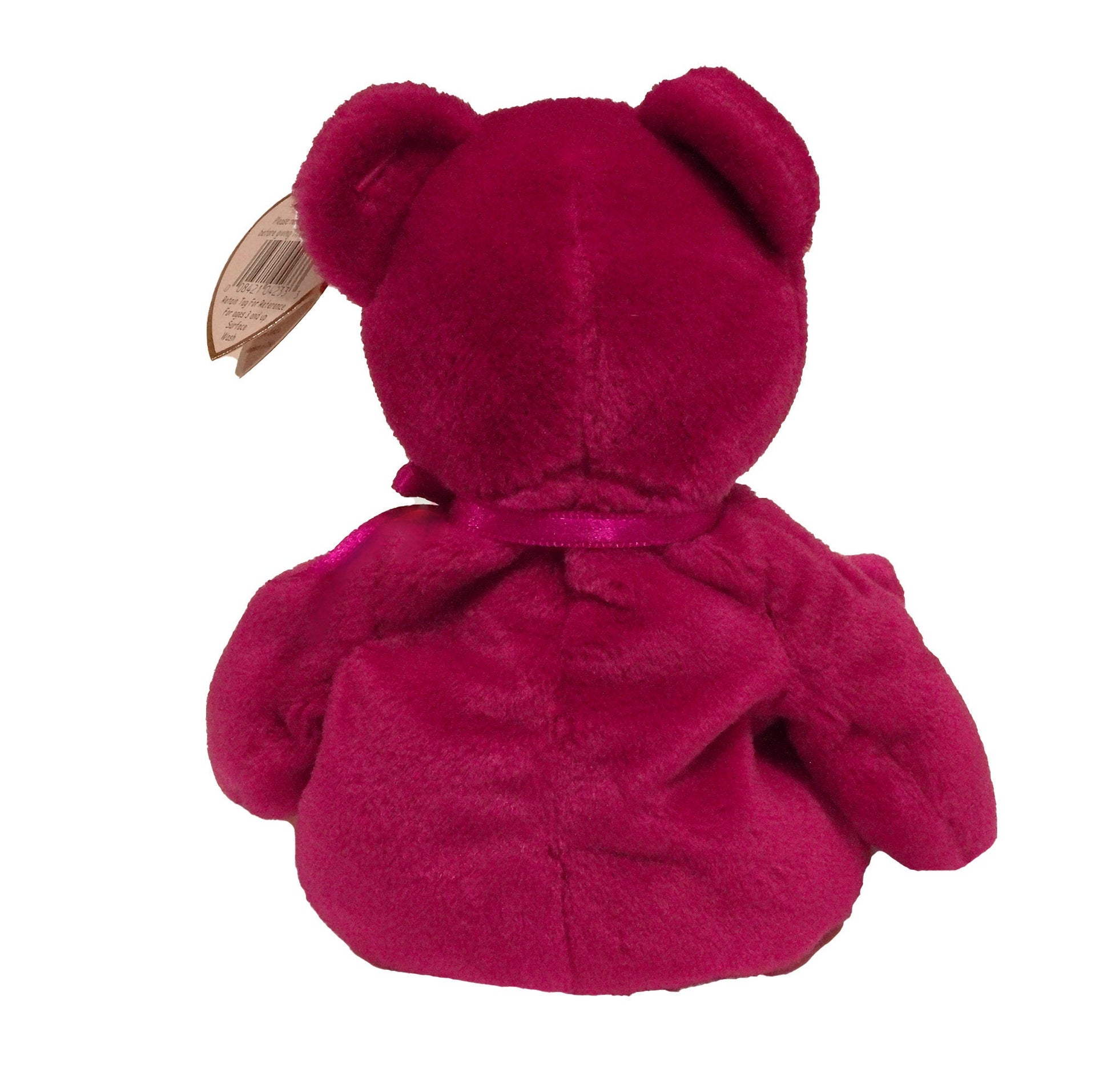 1998 TY VALENTINA Pink Original Beanie Baby Stuffed Bear back view