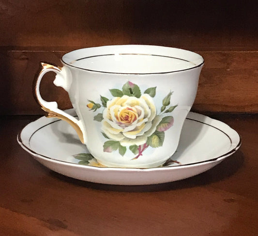 Regency Bone China Yellow Rose Cup and Saucer Set