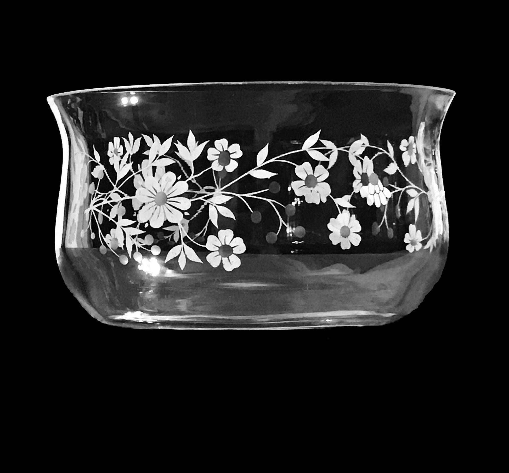 Pasabahce Clear Crystal Glass Serving Bowl with Etched Flowers, 10 in. Shop-eBargainsAndDeals.com